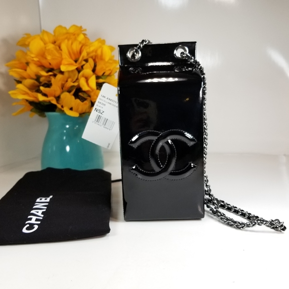 CHANEL Handbags - CHANEL bag RARE BLACK patent leather MILK CARTON